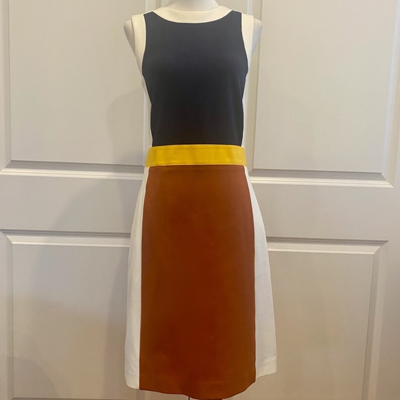 TORY BURCH Sleeveless Mod Design (Navy Rust & Gold) Midi A-line Dress - Picture 9 of 9